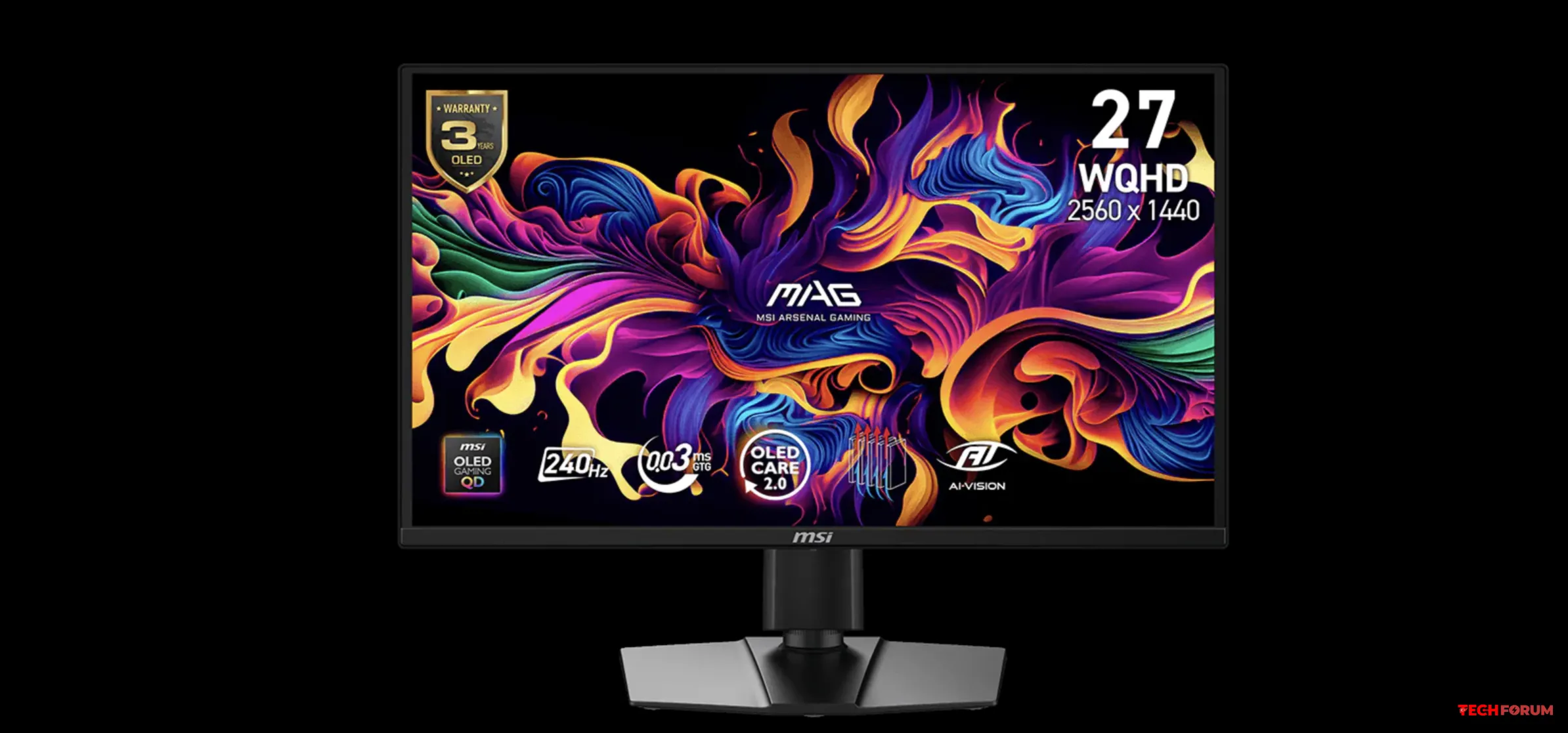 2K çözünürlüğe ve 240Hz yenileme hızına sahip MSI MAG 272QP QD-OLED X24 oyun monitörü